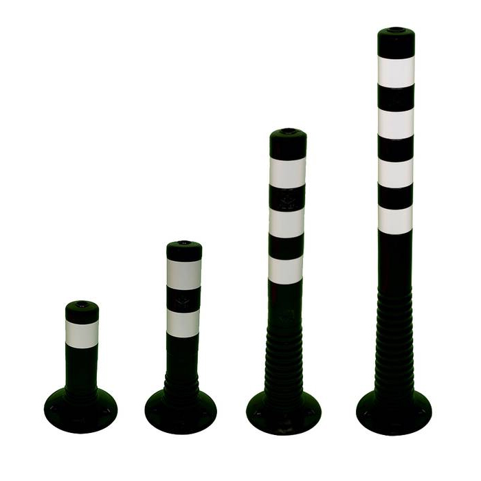 Modellbeispiele: Absperrpfosten -Flexi Schwarz- mit weißen Streifen (v.l. Art. 412282bs, 412284bs, 412222bs, 412221bs)