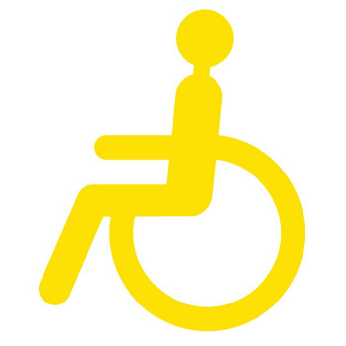 Modellbeispiel: Antirutsch-Piktogramm  Rollstuhlfahrer -WT-5811-, gelb  (Art. 23388)