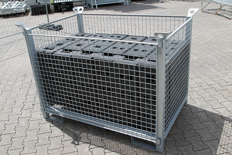 Transportbox für bis zu 35 Bauzaunfüße, aus Stahl
