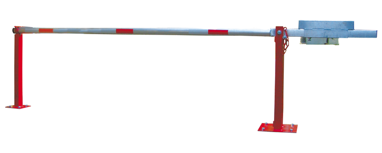 Modellbeispiel: Wegeschranke mit Gegengewicht und fester Auflagestütze: rot beschichtet, zum Aufdübeln (Art. 411.30vp)