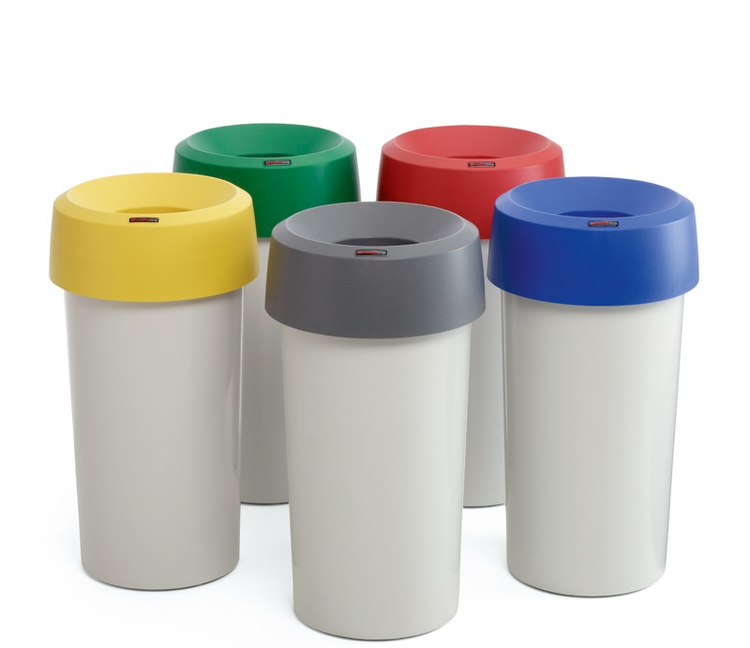 Modellbeispiele: Abfallbehälter -Modo rund- mit verschiedenen Deckelfarben, 50 Liter