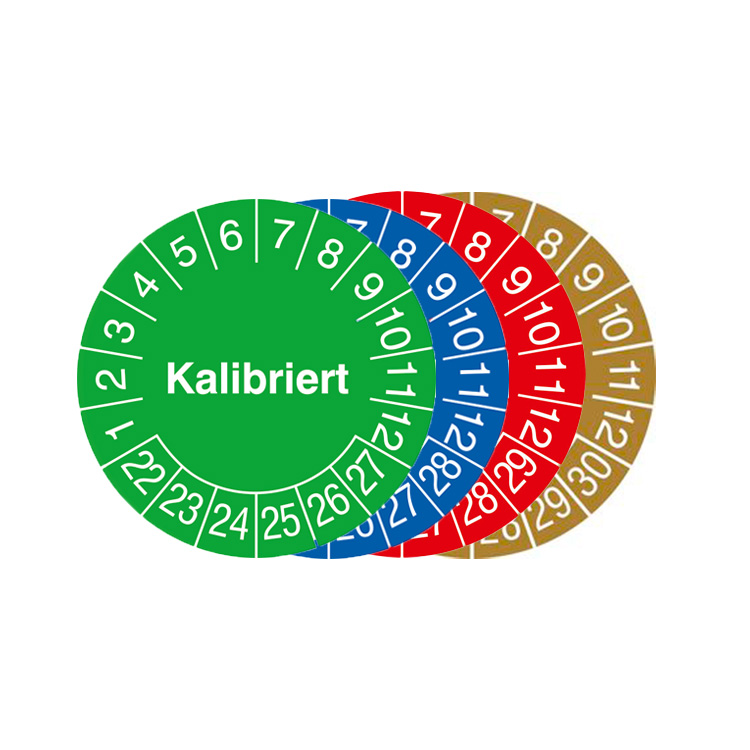 Modellbeispiel: Prüfplaketten mit Jahresfarbe (6 Jahre), Kalibriert