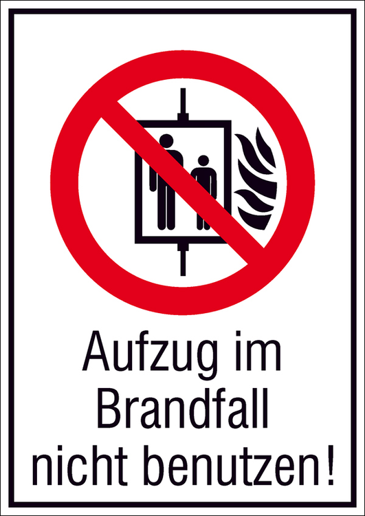 Modellbeispiel: Modellbeispiel: Aufzug im Brandfall nicht benutzen!  (Art. 21.a6142)
