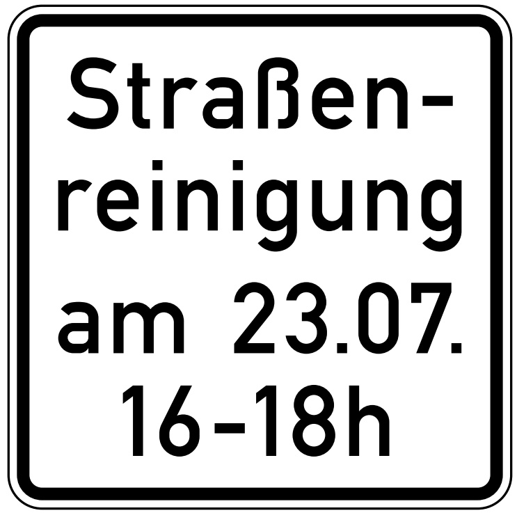 Straßenreinigung (mit Zeit- und Datumsangabe) Nr. 1042-50