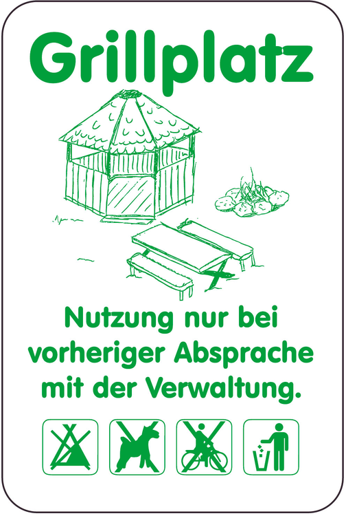Modellbeispiel: Sonderschild, Grillplatz, Nutzung bei vorheriger Absprache mit der Verwaltung (Art. 14993)