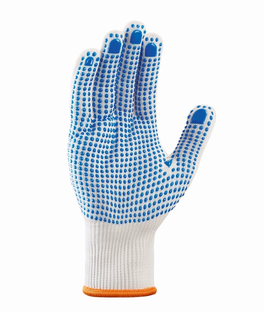 teXXor® Feinstrick-Handschuhe 'NYLON', weiß/blaue Noppen, 9 