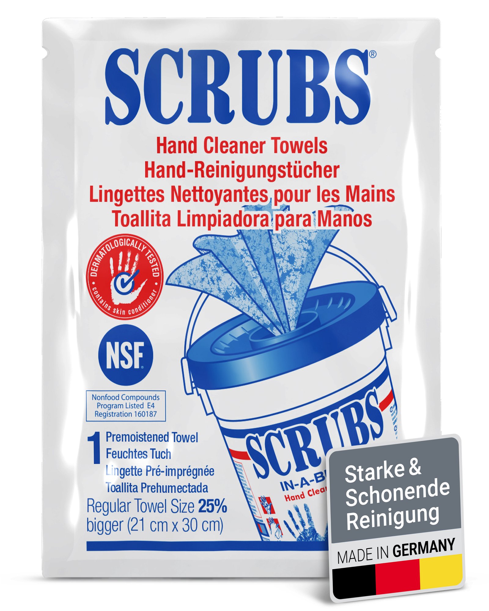 Modellbeispiel: SCRUBS Reinigungstücher im praktischen Single Pack (Art. 15845)