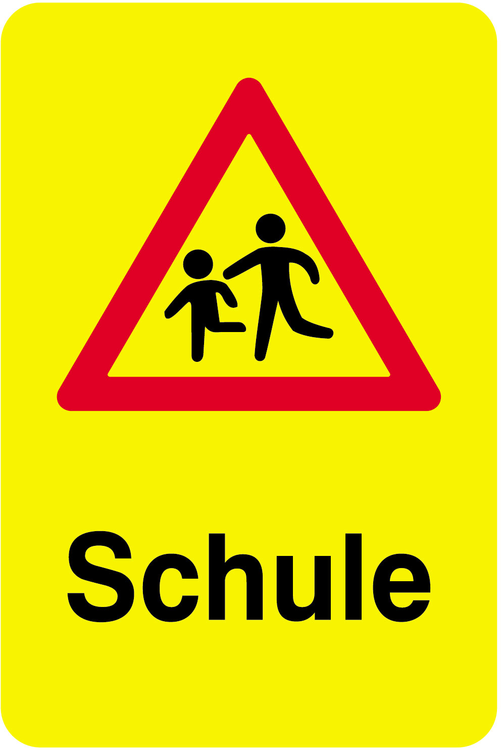 Modellbeispiel: Sonderschild, Achtung Schule, gelb lackiert (Art. 15061)