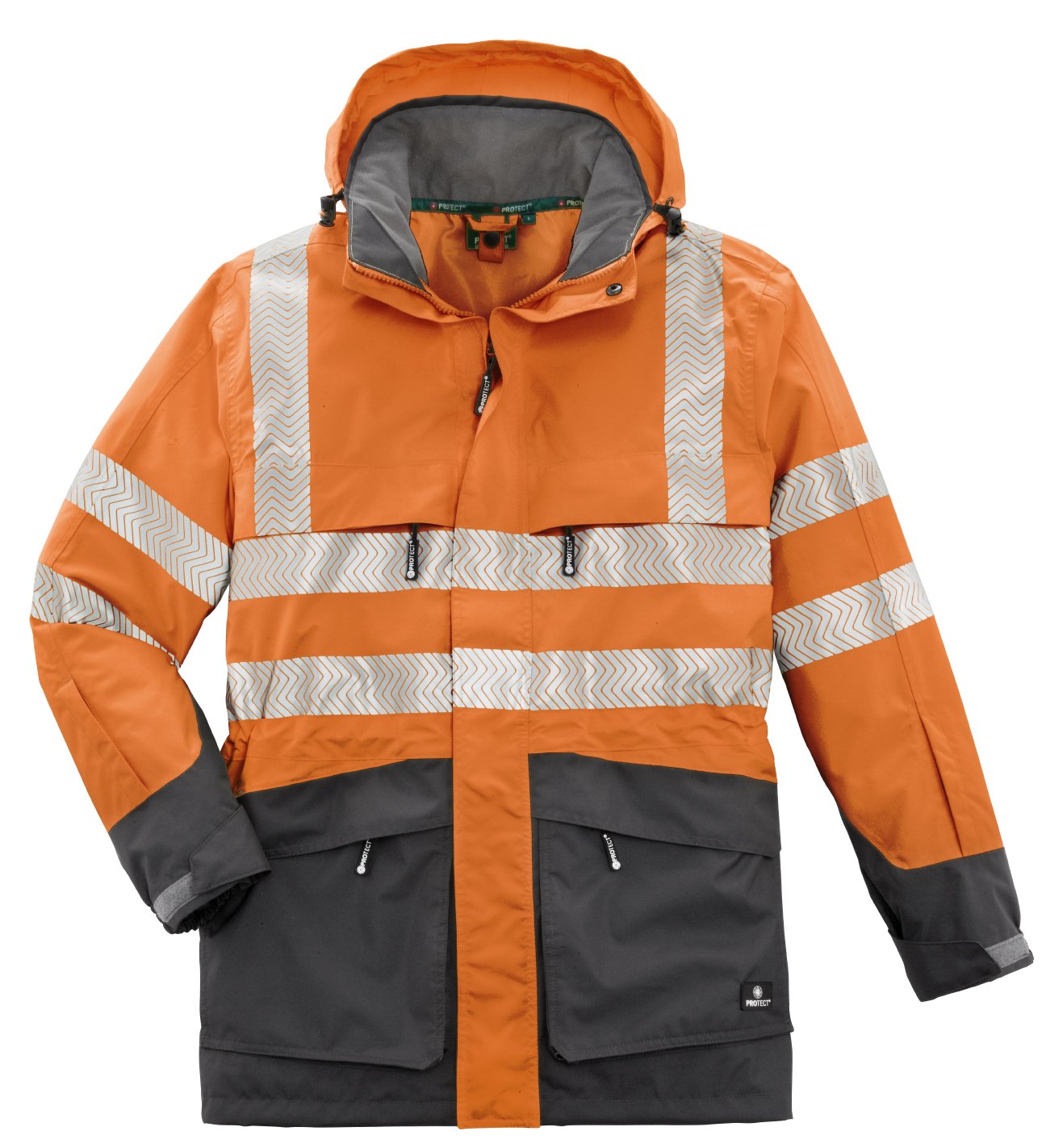 4PROTECT® Warn-Wetterschutz-Jacke TAMPA, 5XL, leuchtorange/grau