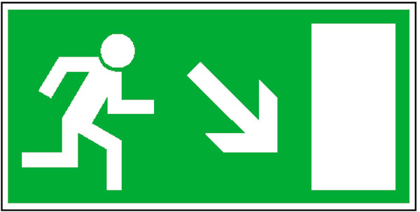 Modellbeispiel: Rettungsschild Rettungsweg rechts abwärts (Art. 15.0023)