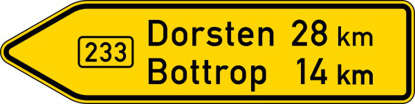 Pfeilwegweiser auf Bundesstraßen, einseitig, linksweisend Nr. 415-10
