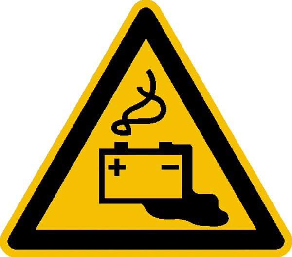 Elektrokennzeichnung, Warnung vor Gefahren durch das Aufladen von Batterien