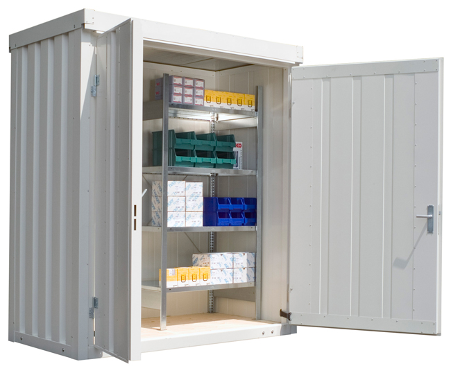 Anwendungsbeispiel: Materialcontainer -STIC 1100-, ca. 2 m², mit isoliertem Boden (Art. 31916), Doppelflügeltür nur auf Anfrage