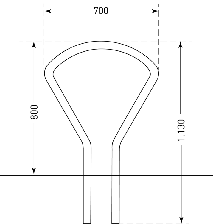 Technische Zeichnung: Anlehnbügel -Vuelta- (Art. 35727)