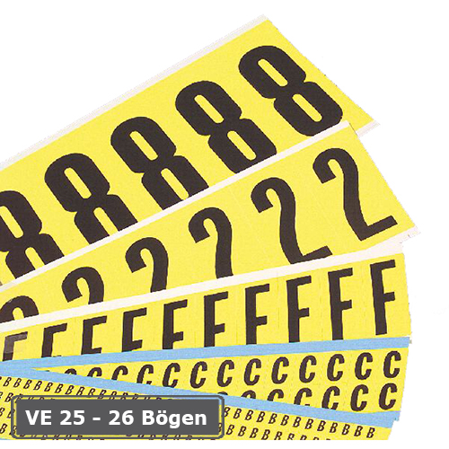 Buchstaben oder Ziffern, selbstklebend zur Lagerkennzeichnung Kombipackungen