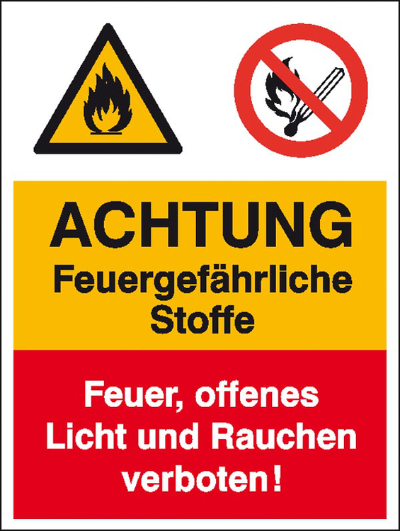 Modellbeispiel: Kombischild mit Warnzeichen und Verbotszeichen ACHTUNG... (Art. 43.0524)