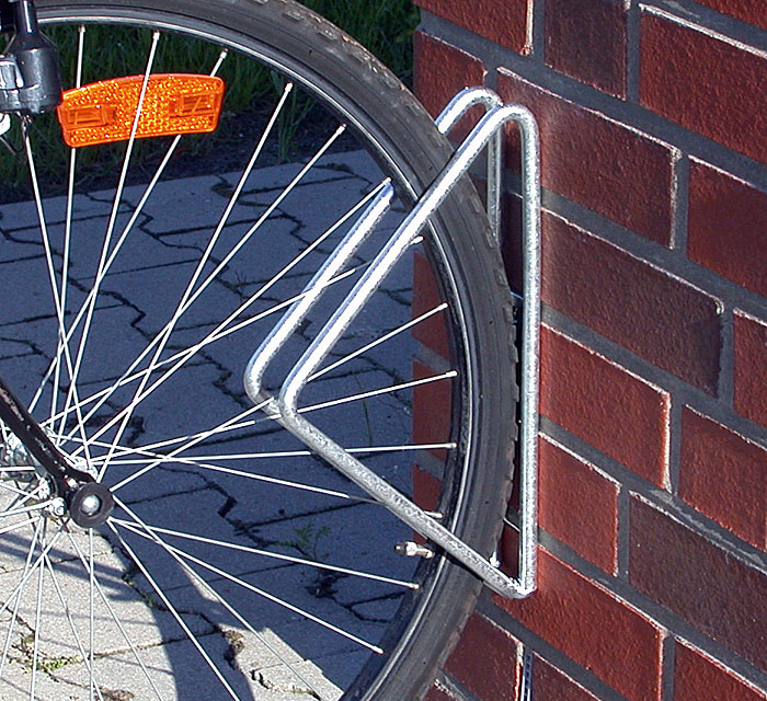 Einzelparker/Fahrradständer -Istanbul-, zur Wandbefestigung, 45° oder 90°, Reifenbreite bis 43 mm