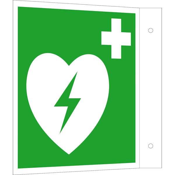 Modellbeispiel: Rettungsschild als Fahnenschild Defibrillator (Art. 15.a3902)