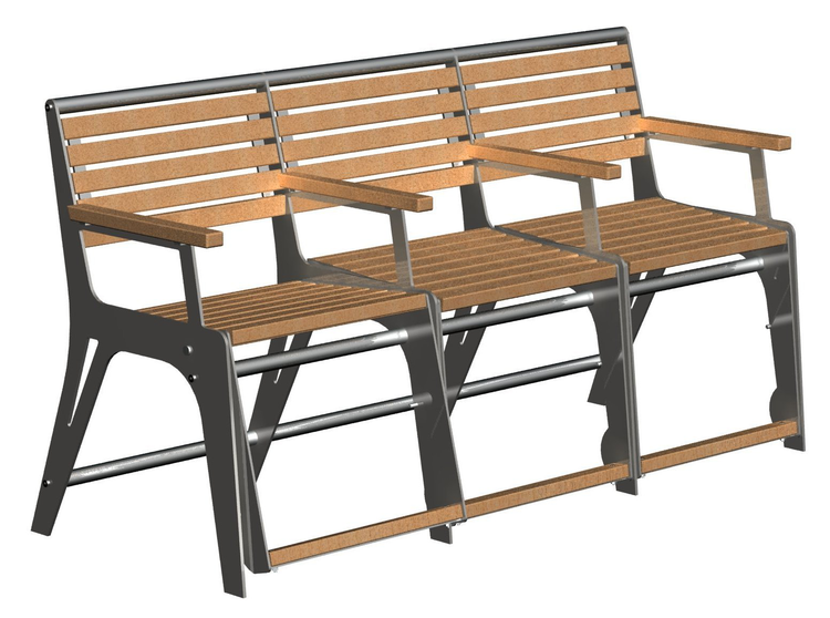 Sitzbank 'Comfort' mit Gasdruckfeder, speziell für Senioren, aus Stahl und  Robinien-Holz