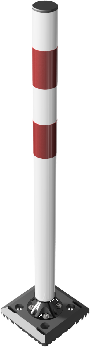 Absperrpfosten 'KICKBACK©' Ø 60 mm aus Kunststoff, Höhe 900 mm, rot/weiß,  an- und überfahrbar