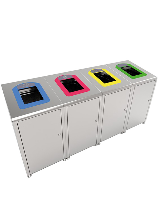 Modellbeispiele: Recyclingbehälter -Pro 34-  60 Liter aus Edelstahl als Recyclingstation (Art. 38601, 38603, 38602, 38604)