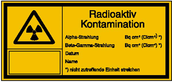Modellbeispiel: Strahlenschutzkennzeichnung Radioaktiv Kontamination (Art. 21.2140)
