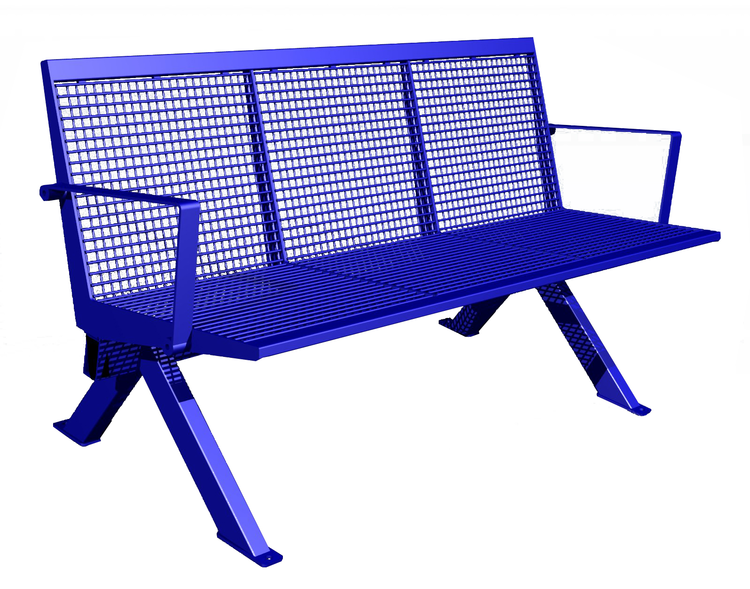 Modellbeispiel: Sitzbank -Level- aus Stahl Sitz- und Rückenfläche aus Drahtgitter (Art. 20872-03, Armlehne separat bestellen)