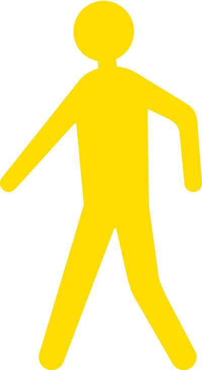 Modellbeispiel: Antirutsch-Piktogramm  Fußgänger -WT-6128-,  ablösbar, gelb, (Art. 39453)