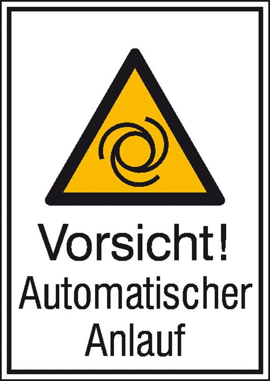 Modellbeispiel: Kombischild Vorsicht! Automatischer Anlauf (Art. 21.0455)