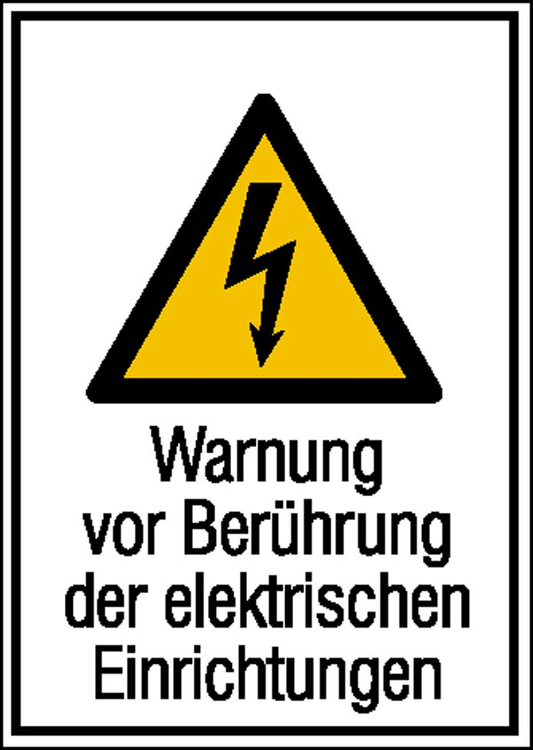 Elektrokennzeichnung/Kombischild, Warnung vor Berührung der elektrischen Einrichtungen