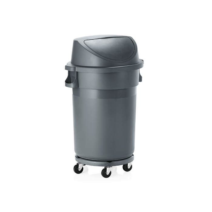 Modellbeispiel: Abfallbehälter -WSA6-, 120 Liter aus PP, mit Transporttrolley und Schwingdeckel (Art. 37231)