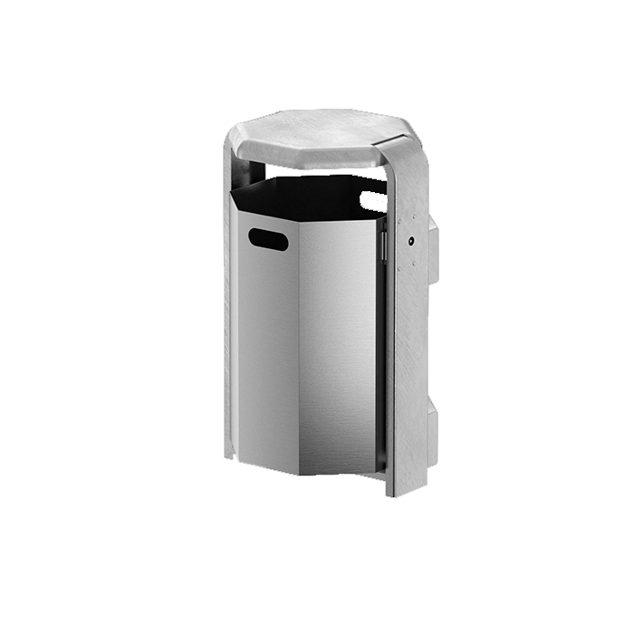 Modellbeispiel: Abfallbehälter -City 200- aus Alu, zur Wand- oder Mastbefestigung (Art. 12697-0101, 12700-0101, 12701-0101)