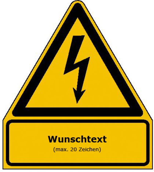 Modellbeispiel: Elektrokennzeichnung Warnkombischild mit Wunschtext (Art. 11.1467)