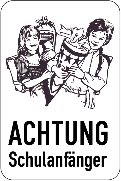 Modellbeispiel: Sonderschild, ACHTUNG, Schulanfänger (Art. 15041)