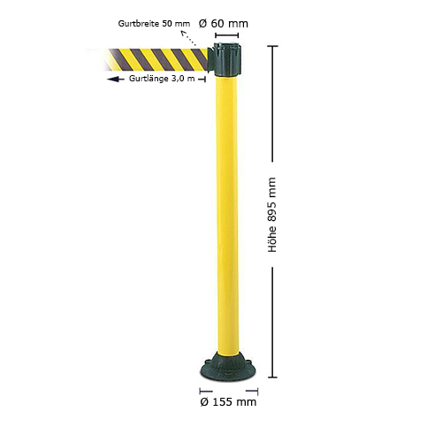 Personenleitsystem -Mountain Belt- aus Aluminium, Gurtlänge 3 m, zum Aufdübeln, in gelb/schwarz