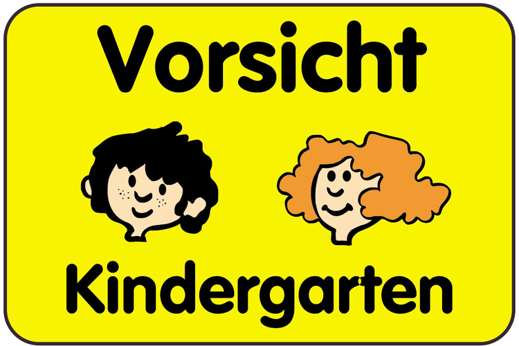 Kinderschild/Verkehrszeichen Vorsicht Kindergarten