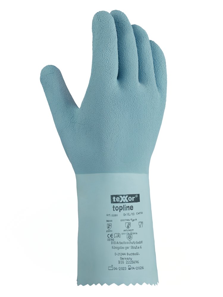 teXXor® topline Chemikalienschutz-Handschuhe 'NATURLATEX GERAUT', 11 