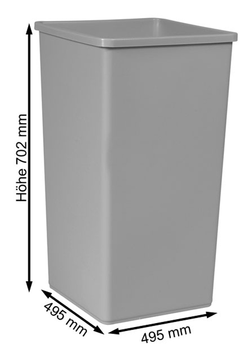 Technische Ansicht: Maße des Abfallcontainer/Innenbehälter -Styleline- Rubbermaid (Art. 12163-01)