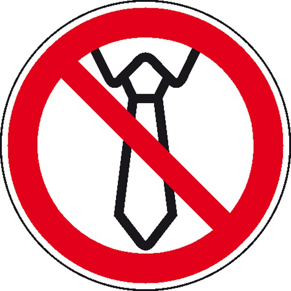 Verbotsschild, Bedienung mit Krawatte verboten