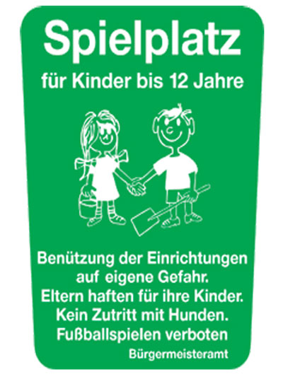 Modellbeispiel: Kinder- und Spielplatzschild -Spielplatz für Kinder bis 12 Jahre- Art. kss10