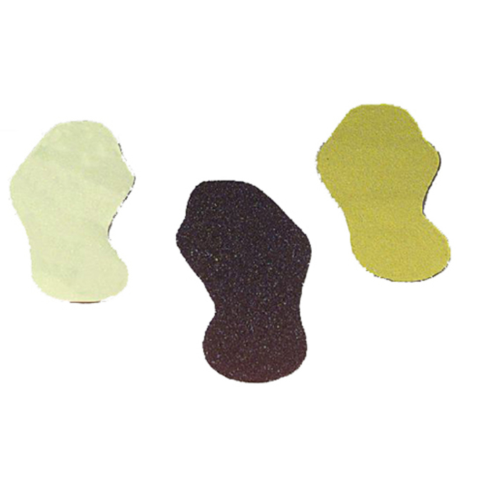 Modellbeispiele: Antirutsch-Formteil (Schuh) von links: langnachleuchtend, schwarz, gelb (Art. 90.9352, 90.9350, 90.9351)