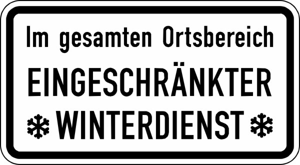 Modellbeispiel: Winterschild/Verkehrszeichen (Im gesamten Ortsbereich Eingeschränkter Winterdienst) Nr. 2004