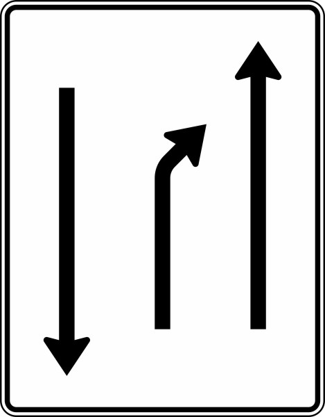 Modellbeispiel: VZ Nr. 532-20 Einengungstafel mit Gegenverkehr, Einzug links