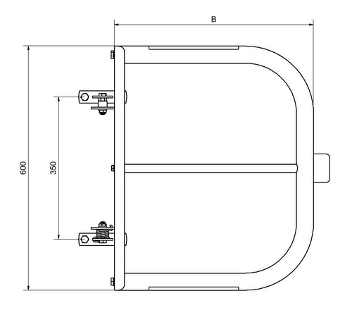 Technische Zeichnung: Sicherheitstür -Safe Guardian Universal- zur Rohrbefestigung (Art. 40136)