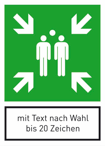 Modellbeispiel: Rettungsschild Sammelstelle mit Text nach Wahl (Art. 53.a2027)