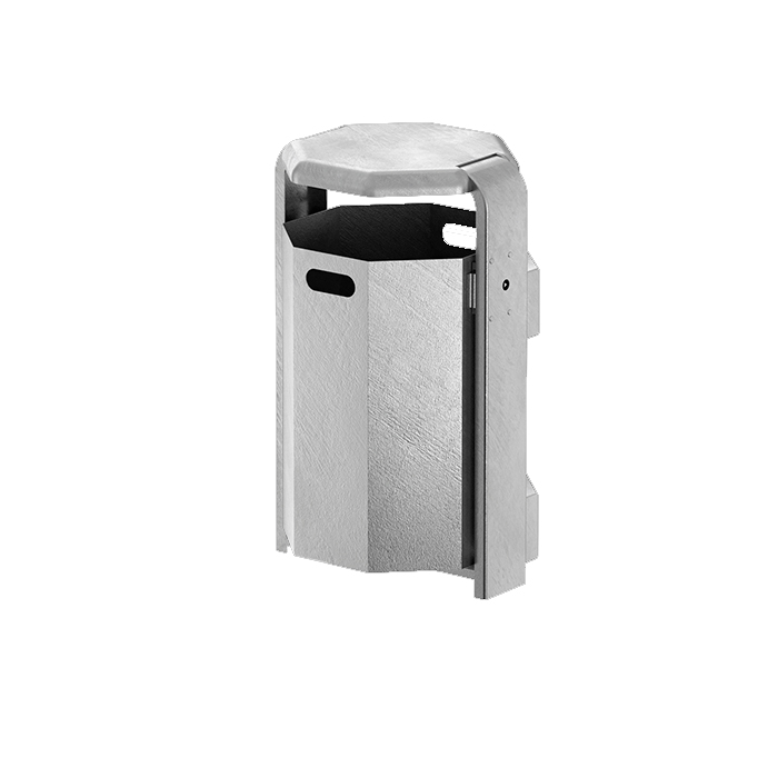 Modellbeispiel: Abfallbehälter -City 600- aus Stahl, Modell zur Wand- oder Mastbefestigung (Art. 12685-0101, 12688-0101, 12689-0101)