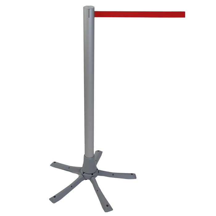 Modellbeispiel: Modellbeispiel: Personenleitsystem -Tempaletto- silbermatt mit rotem Gurt (Art. 39966)