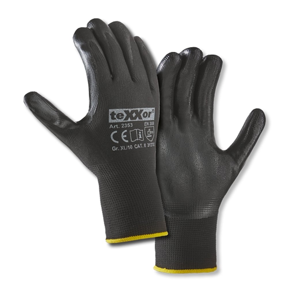 teXXor® Nitril-Handschuhe 'POLYESTER schwarz', 9 