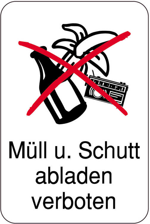 Modellbeispiel: Sonderschild Müll u. Schutt abladen verboten (Art. 14894)