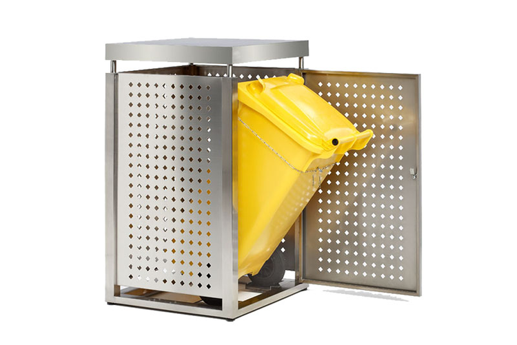 Anwendungsbeispiel: Müllbehälterschrank -Cubo Sabana- mit Tür und Tonnenhalterung - Mülltonne nicht im Lieferumfang (Art. 39214)